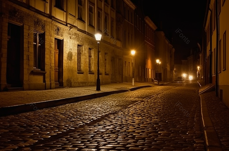 夜晚小巷子路灯照亮街道摄影图片,高清,摄影图,摄影图片,图片大全,摄影图免费下载